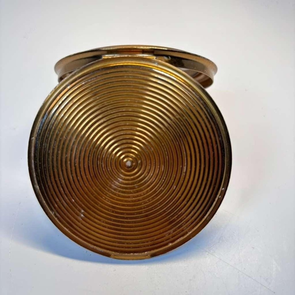 Vintage Stratton Of England MCM Compact Make Up Mirror Art Deco Design 3" Round